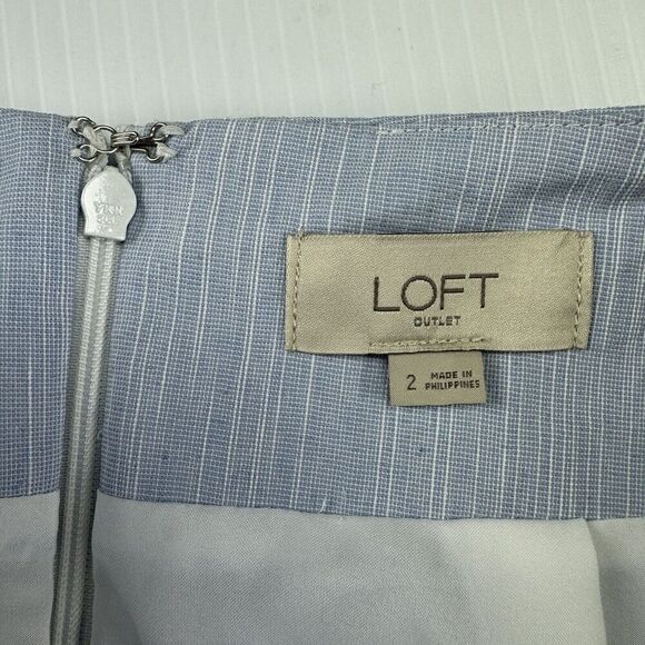 Loft Outlet Tie Front Skirt Size 2 Light Blue Straight Skirt Lined - Picture 2 of 7
